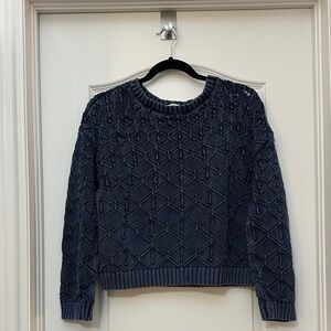 Textured Navy Crew Neck Women's Sweater